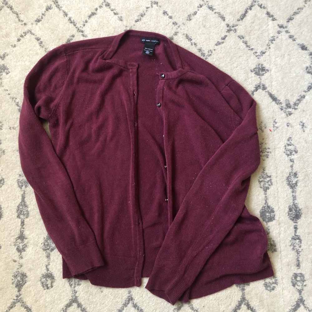 New York + Company Burgundy Cardigan